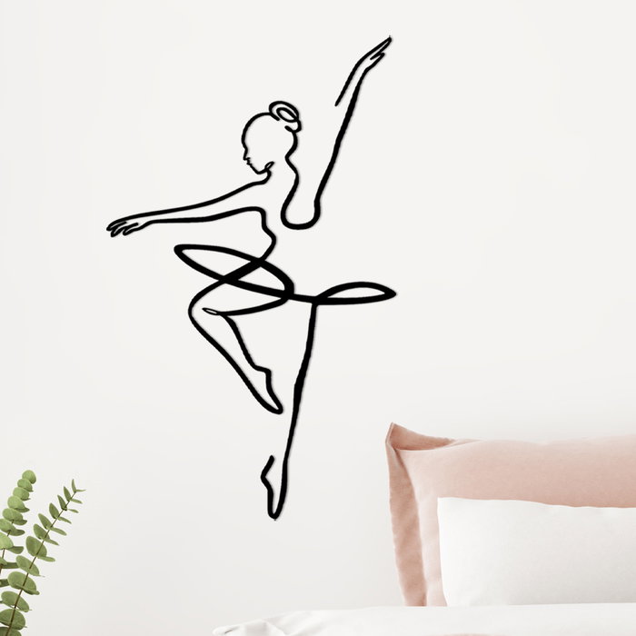 Wallity Ballerina 1 - Escultura de pared de metal negro